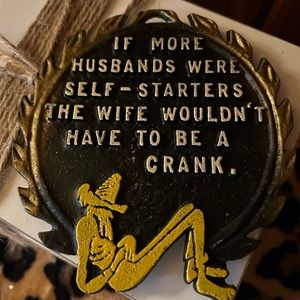 Vintage cast metal wall trivet, farmhouse, kitsch if more were self starters